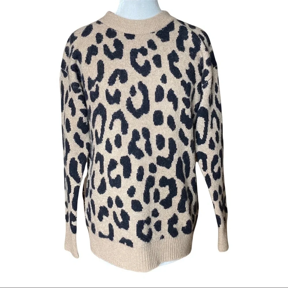 NWT J. Crew Leopard Print Sweater. Size XS